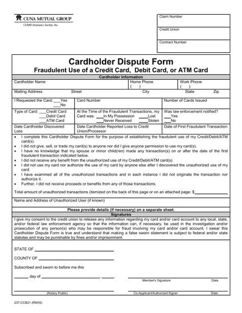 CARDHOLDER DISPUTE FORM .